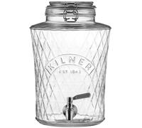 Kilner Diamond Drinks Dispenser 5 Litre Glass Beverage Server with Stainless Steel Tap, Airtight Clip-Top Lid & Silicone Seal, Ideal for Juices, Cocktails & Infused Drinks