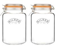 Kilner Clip Top Jar 3L (3000ml) Airtight Glass Jar for Preserving Whole Fruits Vegetables and Storing Cereals Pasta Nests Pet Biscuits (Pack of 2)