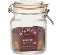 Kilner Clip Top Jar Square Airtight Glass Container for Nuts & Pasta Storage 1L
