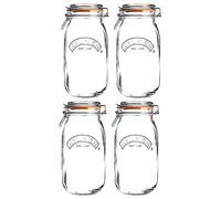 Kilner Clip Top Round Glass Jar 3 Liter Clear/Transparent (Pack of 4)