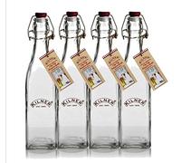 Kilner Clip Top Square Bottle 0.55 Litre, 6cmx6cmx27cm, Glass
