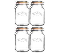 Kilner Clip Top Square Jar Ideal for Preserving Fruit/Vegetables 2 Litre Clear (Pack of 4)