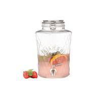 Kilner Drinks Dispenser Diamond 5L Glass – Stainless Steel Tap, Airtight Clip-Top Lid