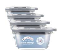 Kilner Fresh Storage 0.31 Litre Airtight Glass Container Durable Leakproof Lid with Vacuum Seal for Food Storage Leftovers Snacks Meal Prep Batch Cooking (Pack of 4)