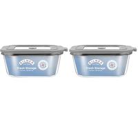 Kilner Fresh Storage 0.8 Litre Airtight Glass Container Durable Leakproof Lid with Vacuum Seal for Food Storage Leftovers Snacks Meal Prep Batch Cooking (Pack of 2)