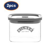 Kilner Fresh Storage Jar Glass 500Ml Square Container Airtight Silicone Lid 2Pcs
