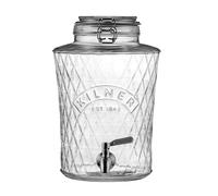 Kilner Drinks Dispenser Diamond 5L Glass – Stainless Steel Tap, Airtight Clip-Top Lid