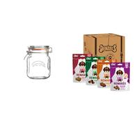 Kilner Jar with Denzel's All Natural Dog Treats - High Value Rewards - Variety Pack (4 x 70g)