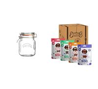 Kilner Jar with Denzel's All Natural Dog Treats - Training Bites - Mixed Variety Pack (4 x 100g)