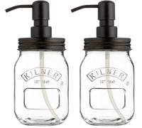 Kilner Liquid Soap & Lotion Dispenser 500ml Glass Jar with Stainless Steel Pump - Durable, Perfect for Kitchen and Bathroom Use (Pack of 2)