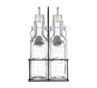 Kilner Glass Oil Bottles & Metal Rack - Set of 2, Size 300ml