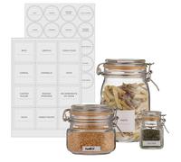 Kilner Pantry Labels with Whiteboard Pen - 142 Reusable Vinyl Stickers for Kitchen, Spice Jars & Cupboard Organisation (White, 3.2x5.7cm)