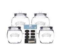 Kilner Pantry Universal Jar and Chalk Label Bundle | Airtight Cookie Biscuit Jars with Lids | Unique Curved Shape