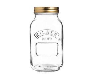 Kilner Preserve Jar 1L (1000ml) Round Glass Screw Top Lid Preservation Storage Jar for Pickling Vegetables Whole Fruits Chunky Chutneys