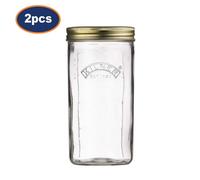 Kilner Preserving Jar 2Pcs Large Airtight Glass Storage Wide Mouth Container 1L