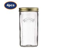 Kilner Preserving Jar 4Pcs Large Airtight Glass Storage Wide Mouth Container 1L
