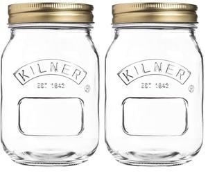 Kilner Round Glass Screw Top Lid Preservation Storage Jar, 0.5 L (Pack of 2)