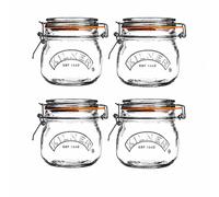 Kilner Round Glass Small Jam Herb Jar Clip Top Kitchen Storage 4 x 0.5 L Clear