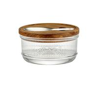 Kilner Salt Pot with Wooden Lid & Stainless Steel Spoon, Ribbed Glass | Effortless seasoning, easy-access spoon, keeps salt fresh