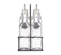 Kilner Glass Oil Bottles & Metal Rack - Set of 2, Size 300ml