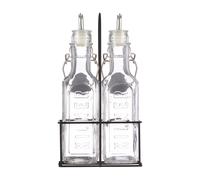 Kilner Oil Bottles and Metal Rack, 0.3 Ltr, Pack 2 | Includes two units stored on a handy metal organizing rack to keep professional bars and busy service stations organized.