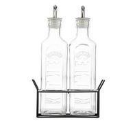 Kilner Set Of 2 0.6L Oil Bottles & Metal Rack