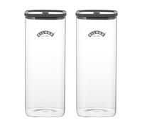 Kilner Set Of 2 Fresh Storage Square Glass Jar 2 Litre With Silicone Lid - Clear
