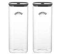 Kilner Set Of 2 Fresh Storage Square Glass Jar 3.5 Litre With Silicone Lid - Clear