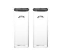 Kilner Set Of 2 Fresh Storage Square Glass Jar 3.5 Litre With Silicone Lid - Clear