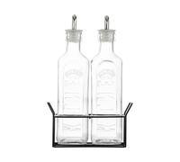 Kilner Set Of 2 0.6L Oil Bottles & Metal Rack