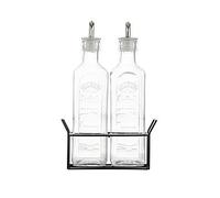 Kilner Set Of 2 Oil Bottles & Metal Rack Clear