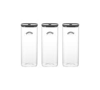 Kilner Set of 3 Fresh Storage Square Glass Jar 1.5 Litre with Silicone Lid - Clear Rayware Clear One Size