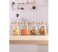 Kilner Set Of 4 Clip Top Square Jars 1.5 Litre One Colour