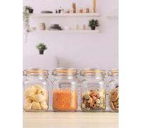 Kilner Set Of 4 Clip Top Square Jars 1.5L Clear