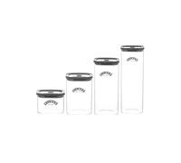 Kilner Set of 4 Fresh Storage Square Glass Jars with Silicone Lids - Clear Rayware Clear One Size