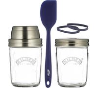 Kilner Sourdough Starter Set with 2 Glass Jars Measuring Lid Spatula and Recipe