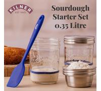 Kilner Sourdough Starter Set with 2 Glass Jars Measuring Lid Spatula and Recipe