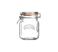 Kilner Square Clip Top Jar 1L (1000ml) Airtight Glass Jar for Pickling Vegetables Preserving Chutneys Storing Coffee Beans Nuts Pasta Dry Foods
