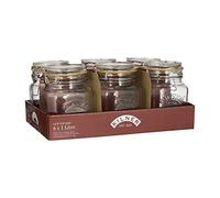 Kilner® Tray of 6 1 Litre Square Clip Top Jars