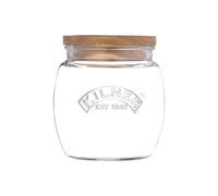 Kilner Universal Jar Wooden Lid 0.85 Litre Glass Food Container With Silicone Seals Kitchen Pantry Storage For Dry Food Like Grains, Pasta And Cereals