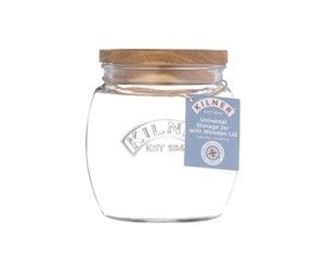 Kilner Universal Jar Wooden Lid 0.85L Silicone Red Drinking Glass Cup Mug