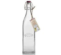 Kilner1 Litre Square Clip Top Bottle Glass Preserving Bottle with Airtight Stainless Steel Clip & Silicone Seal Ideal for Sauces, Oils, Cordials & Pantry Storage BPA Free
