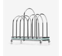 Kilo Chrome Toast Rack with Frosted Glass Base in Metallic Silver Kilo Metallic Silver