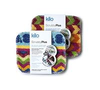 Kilo LSET24 Scrubby Plus-Non-Scratch Scourer with Delicate Cleaning Cloth Side, Multi-Purpose-Set of 2, Colour, One Size,17x14cm Set of 2