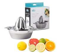 Kilo Manual Citrus Juicer Reamer, Robust Stainless Steel Orange, Grapefruit. Lemon and Lime Juicer Rotation Press with 2 Part Collector for Easy Pouring, Dishwasher Safe
