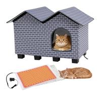 Kilodor Heated Outdoor Cat House, Insulated Elevated Cat House Weatherproof for Outside, Cat Shelter with Heated Pad for Outdoor/Indoor Cat in Winter (Grey, Large)
