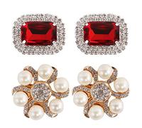 kilofly 2 Pairs Elegant Rhinestone Crystal Metal Shoe Clips Wedding Party Pack, Black, 1.6 inch