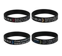 kilofly 4 pcs Christian Scripture Quote Bible Verse Silicone Bracelet Wristband