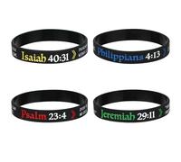 kilofly 4 pcs Christian Scripture Quote Bible Verse Silicone Bracelet Wristband - Love