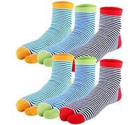 kilofly 6 Pairs Unisex Striped Flip Flop Split 2-Toe Tabi Socks Value Pack